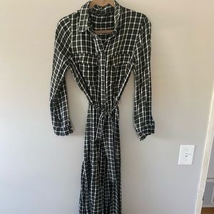 NWOT ZARA flannel pattern maxidress L long sleeves